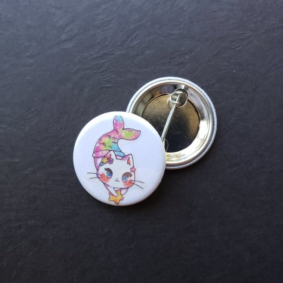 Cute Cat Mermaid Pin Back Button Set! - Picture 4 of 4